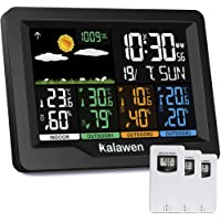 Los mejores  - Kalawen Estación Meteorológica 3 Sensores Exteriores Dentro y Fuera Estación Meteorológica Multifuncional Pantalla a…